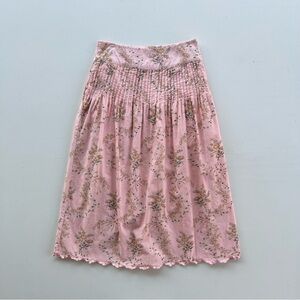 Love Shack Fancy Pleated Midi Skirt Honey Dew Pink Floral Pockets Women’s Size 2